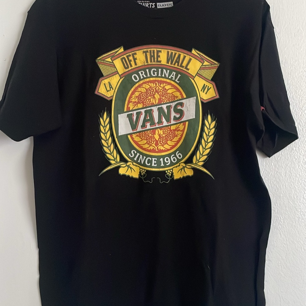 Vans Black T-Shirt with Yellow and Green Logo